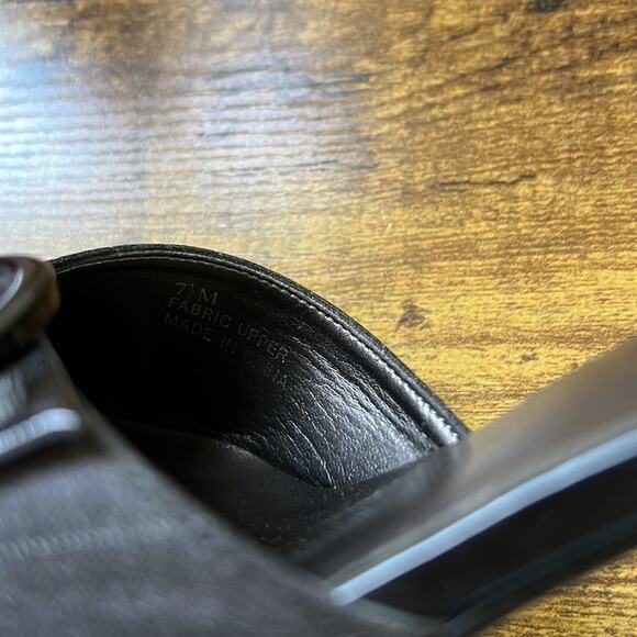 Nolan Belk Black Striped Large Button “Zachary” Fabric Upper Mules - Picture 11 of 11